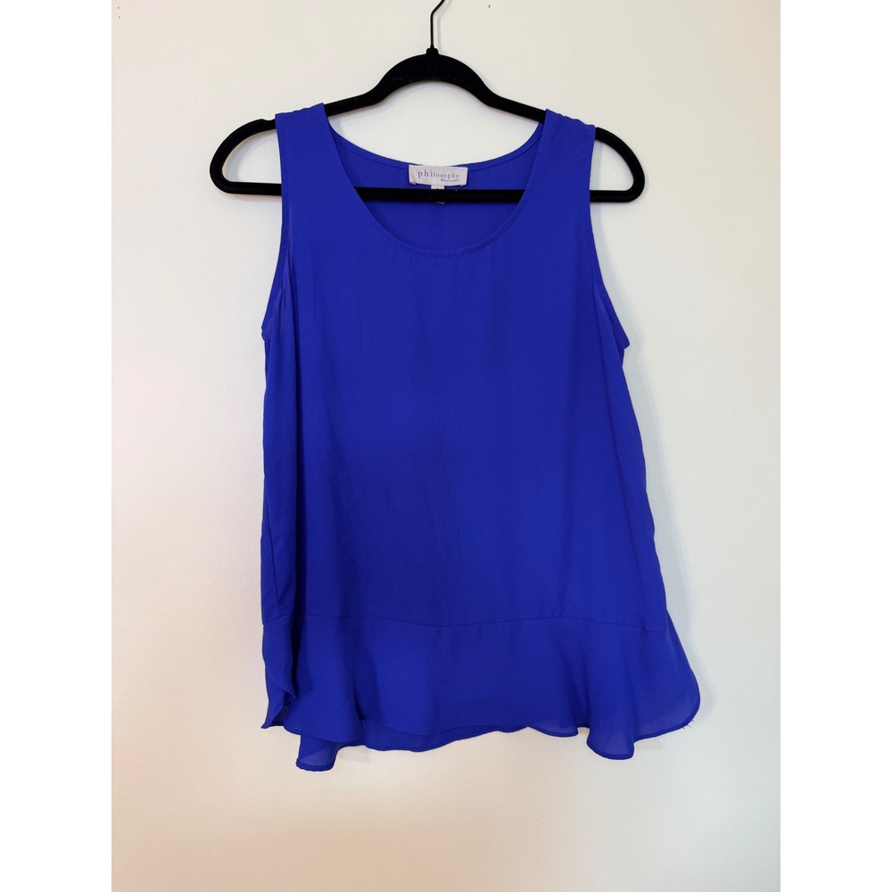 Philosophy Republic Clothing Royal Blue Ruffle Hem Sleeveless Blouse Small